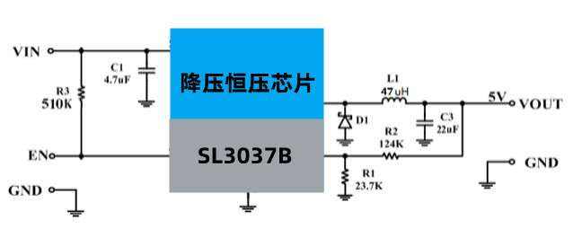 SL3037B DC输入60V降压5V、12V、24V/0.6A降压恒压应用 兼容TD1558C